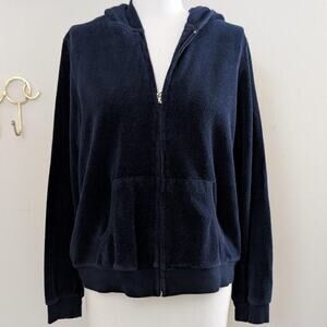 vintage ib diffusion blue velour zip up hoodie